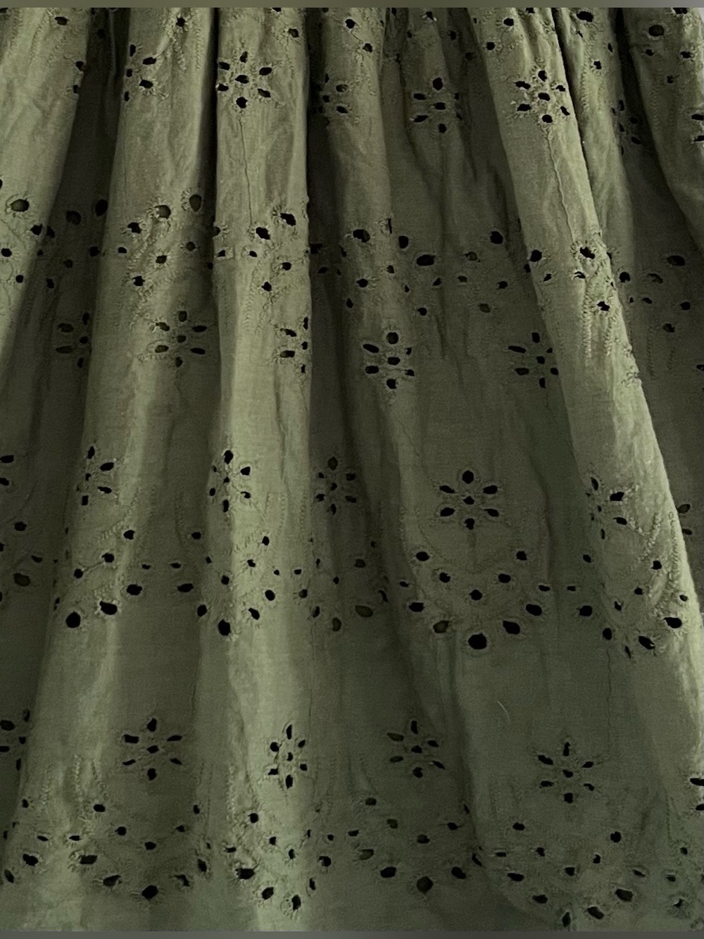Rebellion Again Green Smocked Eyelet Lace Puff Sleeve Dress - Picture 3 of 10